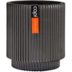Capi Pflanztopf Groove Zylinder Schwarz 15 Cm X 17 Cm