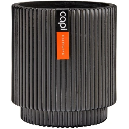 Capi Pflanztopf Groove Zylinder Schwarz 15 Cm X 17 Cm