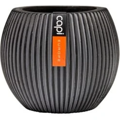 Capi Pflanztopf Groove Kugel Schwarz 22 Cm X 18 Cm