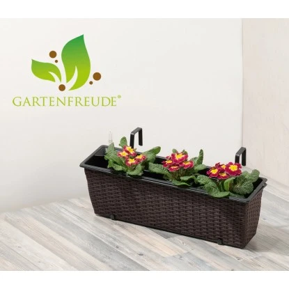 Gartenfreude Balkonkasten Polyrattan 50 Cm X 19 Cm Mocca Mit Bewässerungssystem – Bild 2