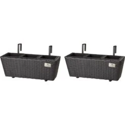 Gartenfreude Balkonkasten Polyrattan 47 Cm X 17 Cm Anthrazit 2 Stück