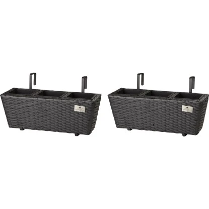 Gartenfreude Balkonkasten Polyrattan 47 Cm X 17 Cm Anthrazit 2 Stück
