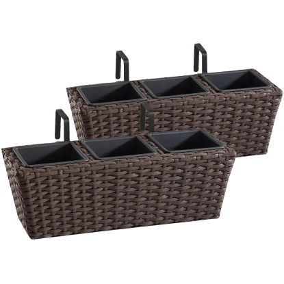Gartenfreude Balkonkasten Polyrattan 47 Cm X 17 Cm Mocca 2 Stück