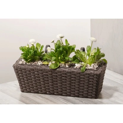 Gartenfreude Balkonkasten Polyrattan 47 Cm X 17 Cm Mocca 2 Stück – Bild 2