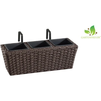 Gartenfreude Balkonkasten Polyrattan 47 Cm X 17 Cm Mocca 2 Stück – Bild 5