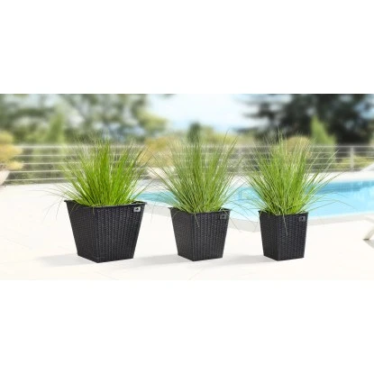 Gartenfreude Pflanzkübel Polyrattan Anthrazit 3er-Set – Bild 2