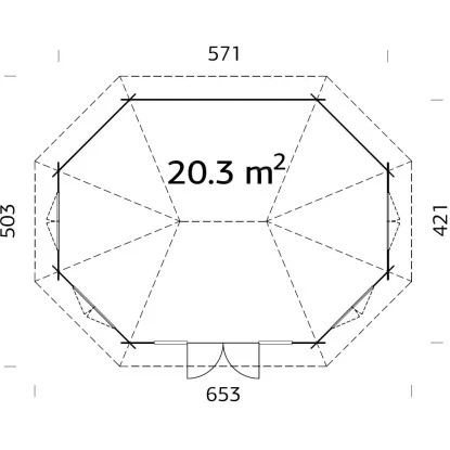 Palmako Holz-Pavillon Hanna Braun Tauchgrundiert BxT: 571 Cm X 421 Cm – Bild 3