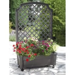 KHW Pflanzkasten Calypso Mit Bewässerungssystem Und Spalier Anthrazit