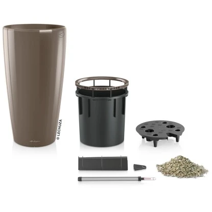 Lechuza Pflanzgefäß Rondo Premium Ø 33 Cm X 56 Cm Taupe Hochglanz – Bild 2