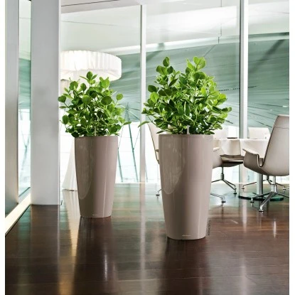 Lechuza Pflanzgefäß Rondo Premium Ø 33 Cm X 56 Cm Taupe Hochglanz – Bild 4