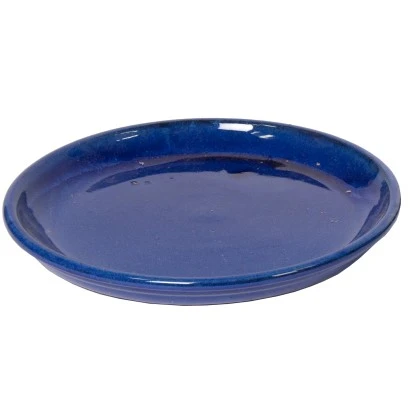 M Collections Untertopf Saucer Glasiert Ø 34 Cm X 4 Cm Blau