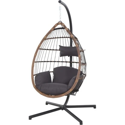 Siena Garden Salerno Hängekorb Schwarz - Natur Gestell Stahl