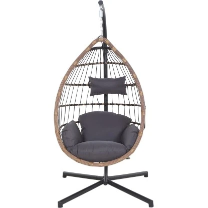 Siena Garden Salerno Hängekorb Schwarz - Natur Gestell Stahl – Bild 2