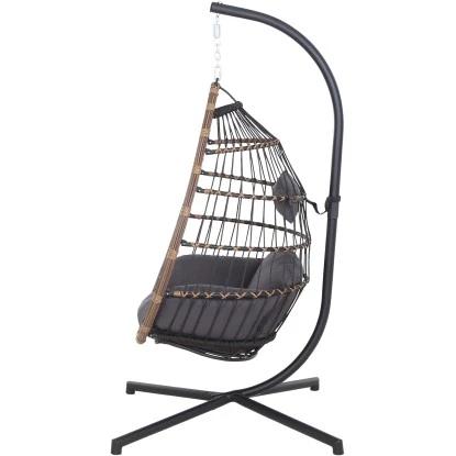 Siena Garden Salerno Hängekorb Schwarz - Natur Gestell Stahl – Bild 6