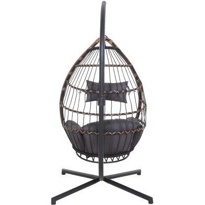 Siena Garden Salerno Hängekorb Schwarz - Natur Gestell Stahl – Bild 7