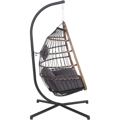 Siena Garden Salerno Hängekorb Schwarz - Natur Gestell Stahl – Bild 8