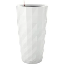 Lechuza Pflanzsäule Diamante Premium Weiß Hochglanz Ø 40cm M. Bewässerungssystem