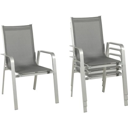 Acamp Set 4x Stapelsessel Urban 1x Tisch Acaplan Loft 160x90 Cm Platin-Schiefer – Bild 4