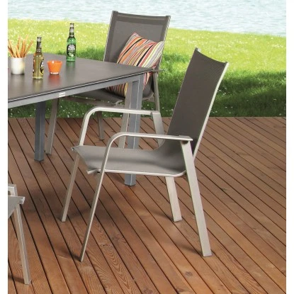 Acamp Set 4x Stapelsessel Urban 1x Tisch Acaplan Loft 160x90 Cm Platin-Schiefer – Bild 5