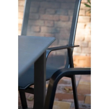 Acamp Set 4x Stapelsessel Urban Tisch Acaplan Loft 160x90 Cm Anthrazit-Schiefer – Bild 6