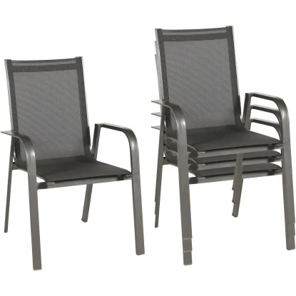 Acamp Set 4x Stapelsessel Urban Tisch Acaplan Loft 160x90 Cm Anthrazit-Schiefer – Bild 20