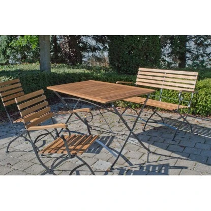 Acamp Set Lindau 2x Stuhl 1x Bank 1x Tisch 120 Cm X 80 Cm Teak-Schwarz – Bild 8