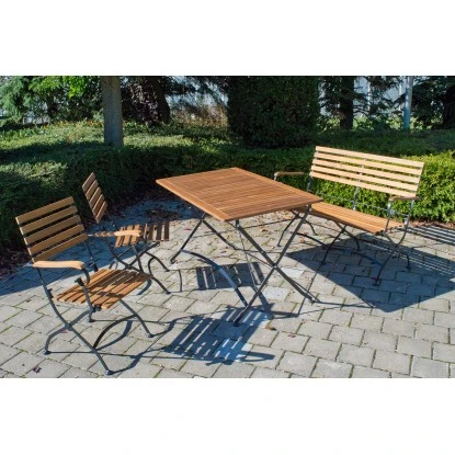 Acamp Set Lindau 2x Sessel 1x Bank 1x Tisch 120 Cm X 80 Cm Teak-Schwarz – Bild 9