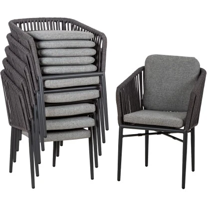 Acamp Set 4x Stapelsessel Manhattan 1x Tisch Boulevard 120 Cm X 80 Cm Anthrazit – Bild 4