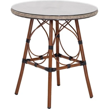 Acamp Set 4x Sessel Maui 1x Tisch Maui Ø 70 Cm Bambus-Cappuccino – Bild 3