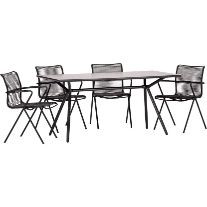 Acamp Set 4x Stapelsessel Alpha Rope 1x Glastisch Alpha Anthrazit-Cemento