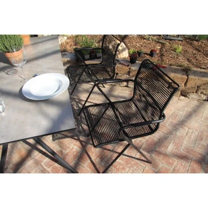 Acamp Set 4x Stapelsessel Alpha Rope 1x Glastisch Alpha Anthrazit-Cemento – Bild 6