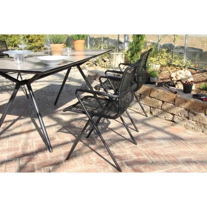 Acamp Set 4x Stapelsessel Alpha Rope 1x Glastisch Alpha Anthrazit-Cemento – Bild 5