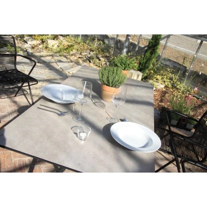 Acamp Set 4x Stapelsessel Alpha Rope 1x Glastisch Alpha Anthrazit-Cemento – Bild 8