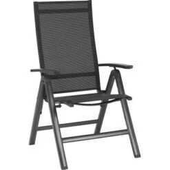 Klappsessel Pacora II Textilen Mit Verstellbarer Rückenlehne Schwarz