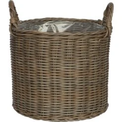 Korb Mit Griffen Aus Polyrattan 33 Cm X 33 Cm X 34,5 Cm Grau