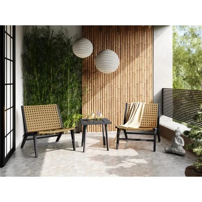 Balkonset Caddoa 3-teilig Schwarz-Natur – Bild 3