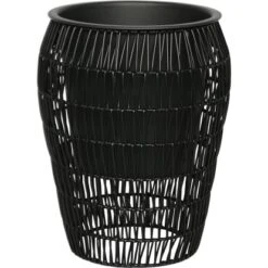 Pflanzgefäß Polyrattan Rund 37,5 Cmx29,5 Cm X 29,5 Cm Schwarz