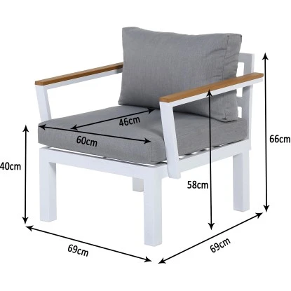Gartenfreude Aluminium-Sessel Ambience 75 X 63 X 44 Cm Weiß-Grau – Bild 3