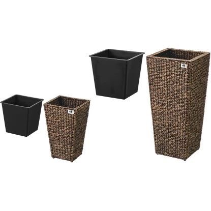 Gartenfreude Pflanzkübel Set Wasserhyaz. 38 X 38 X 77 Cm + 28 X 28 X 43 Cm Braun – Bild 4
