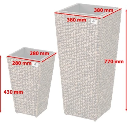 Gartenfreude Pflanzkübel Set Wasserhyaz. 38 X 38 X 77 Cm + 28 X 28 X 43 Cm Braun – Bild 8