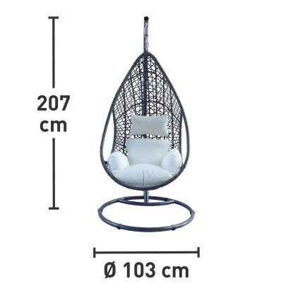 Hängesessel Pinamar Aus Polyrattan Grau-Beige – Bild 7