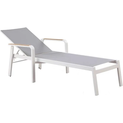 Sonnenliege Richmond Weiß/Teak