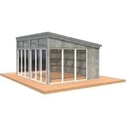 Palmako Pavillon Nova 17,8 M² Grau Tauchgrundiert 502 Cm X 396 Cm