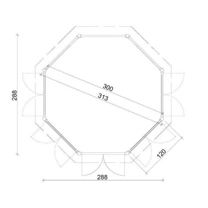 Finntherm Pavillon Louise-40 Naturbelassen 288 Cm X 288 Cm – Bild 6
