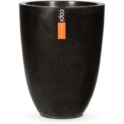 Capi Pflanztopf Lux Outdoor Elegant Niedrig III Ø 46 Cm X 58 Cm Schwarz