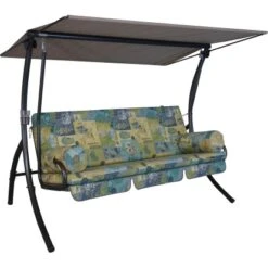 Angerer Hollywoodschaukel Dream Neuburg Beige-Blau-Grün-Gemustert