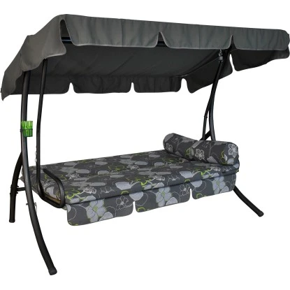 Angerer Hollywoodschaukel Trend Meran Grau Blumen 3-Sitzer – Bild 2