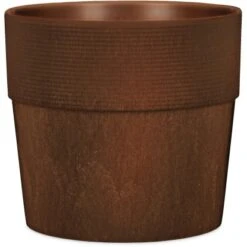 Scheurich Pflanzgefäß Groove+ Ø 28,5 Cm Walnut Mit Bewässerungseinsatz