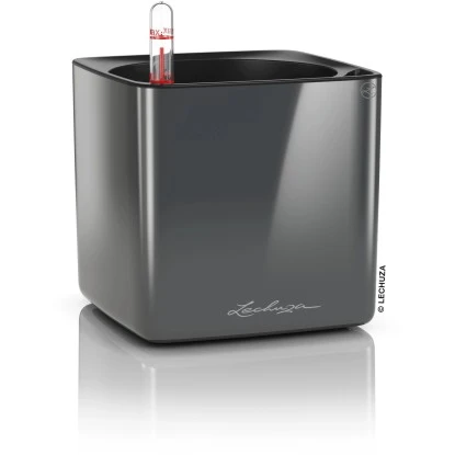 Lechuza Pflanzgefäß Cube Glossy 14 Anthrazit Highgloss 14 Cm X 14 Cm