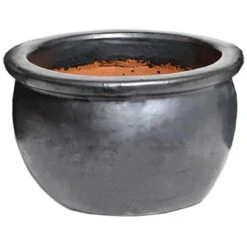 M Collections Pflanztopf Glazed Bavaria 25 Cm X 25 Cm Schwarz Matt